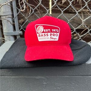 Bass pro shops mens red trucker hat snap back mens red hat men’s adjustable hat